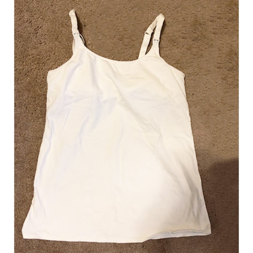 White Spaghetti Strap Nursing Tank Top